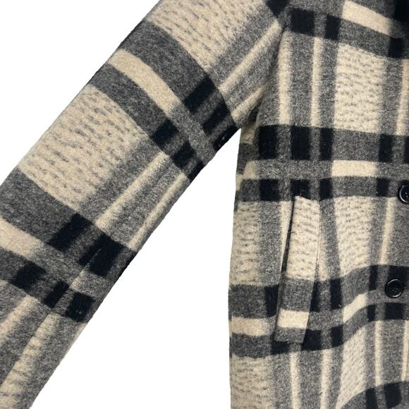 Sundays NYC Plaid Button Front Owen Coat Small - Picture 5 of 7